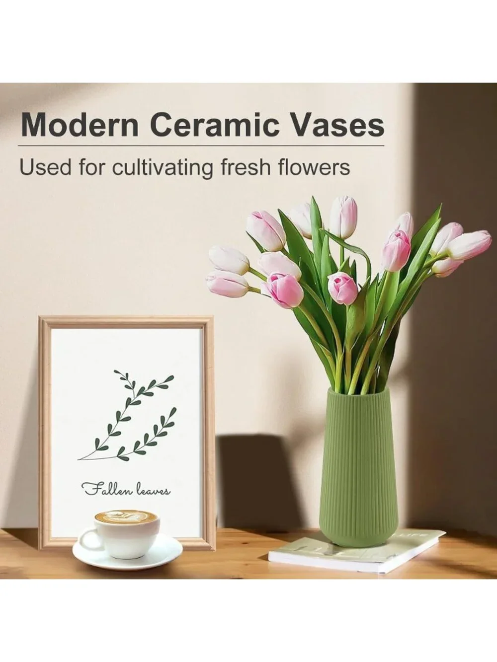 Gradient Green Ceramic Cute Flower Vase For Pampas Grass Living Room Office Deco